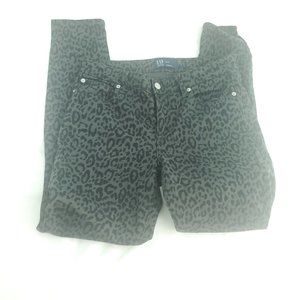 Gap Womens Black Animal Print Dark Wash Skinny Leg Denim Legging Jeans Sz 4/27R